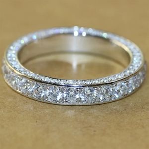 New Two Tone Gold Silver White Sapphire Ring